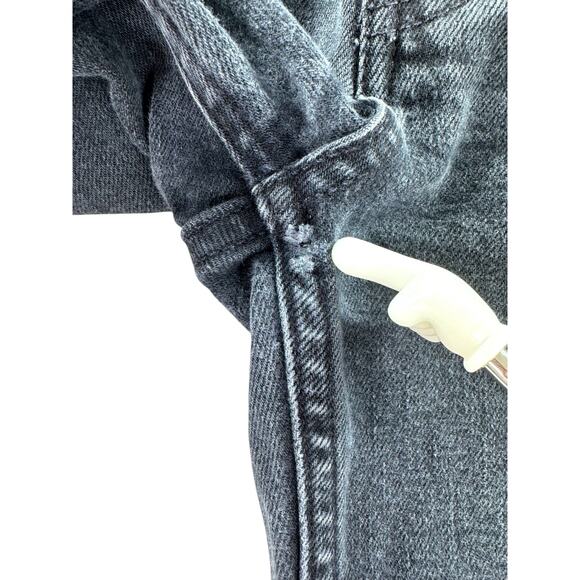 Re/Done 70s Stove Pipe Jeans Faded Black 24 Button Fly Raw Hem High Waist Crop - Picture 8 of 13
